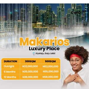 Makarios Luxury Place, Idado, Lekki, Lagos ad banner.